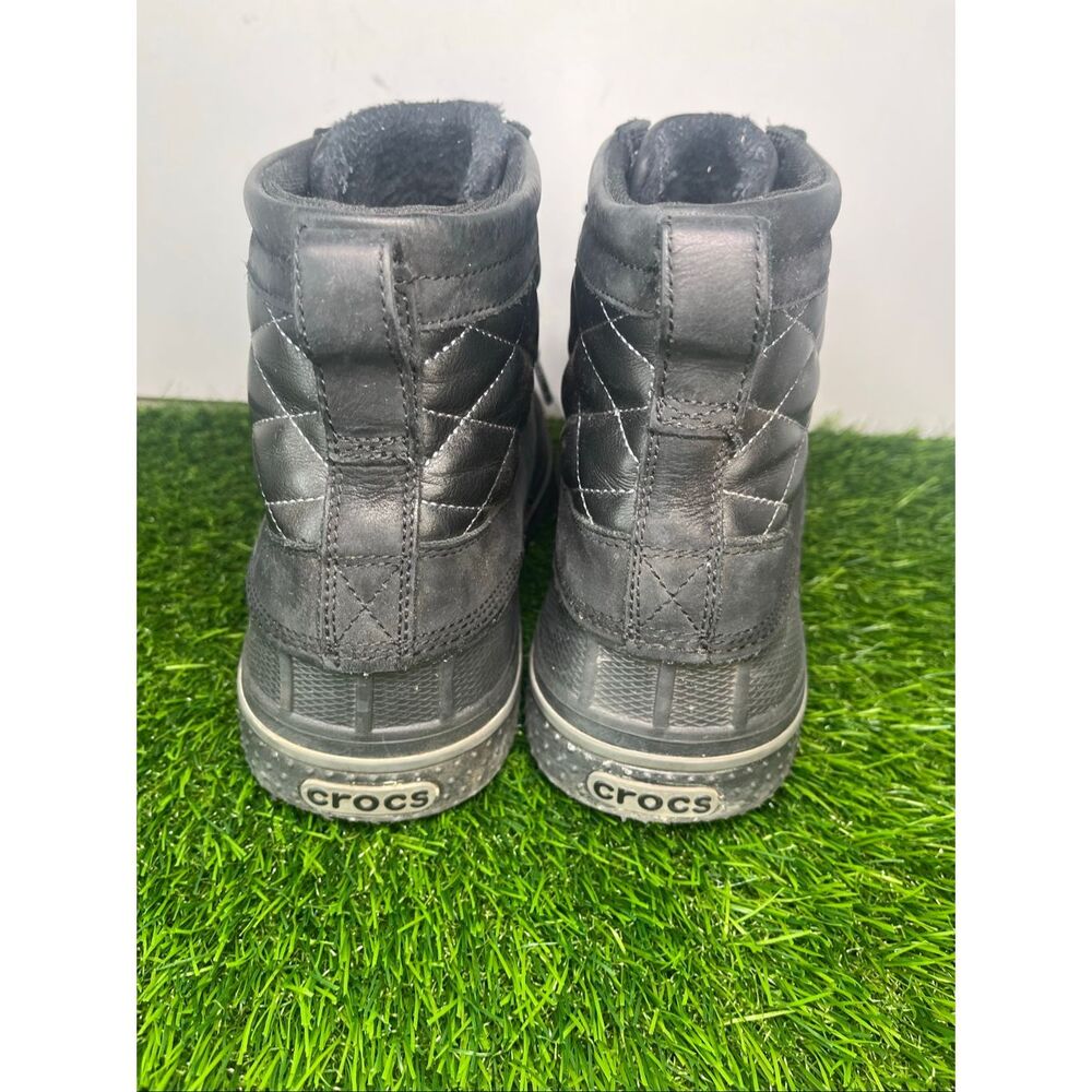Crocs AllCast Duck Boots Black Quilted Faux Fur Men’s Size 11 - Picture 4 of 8